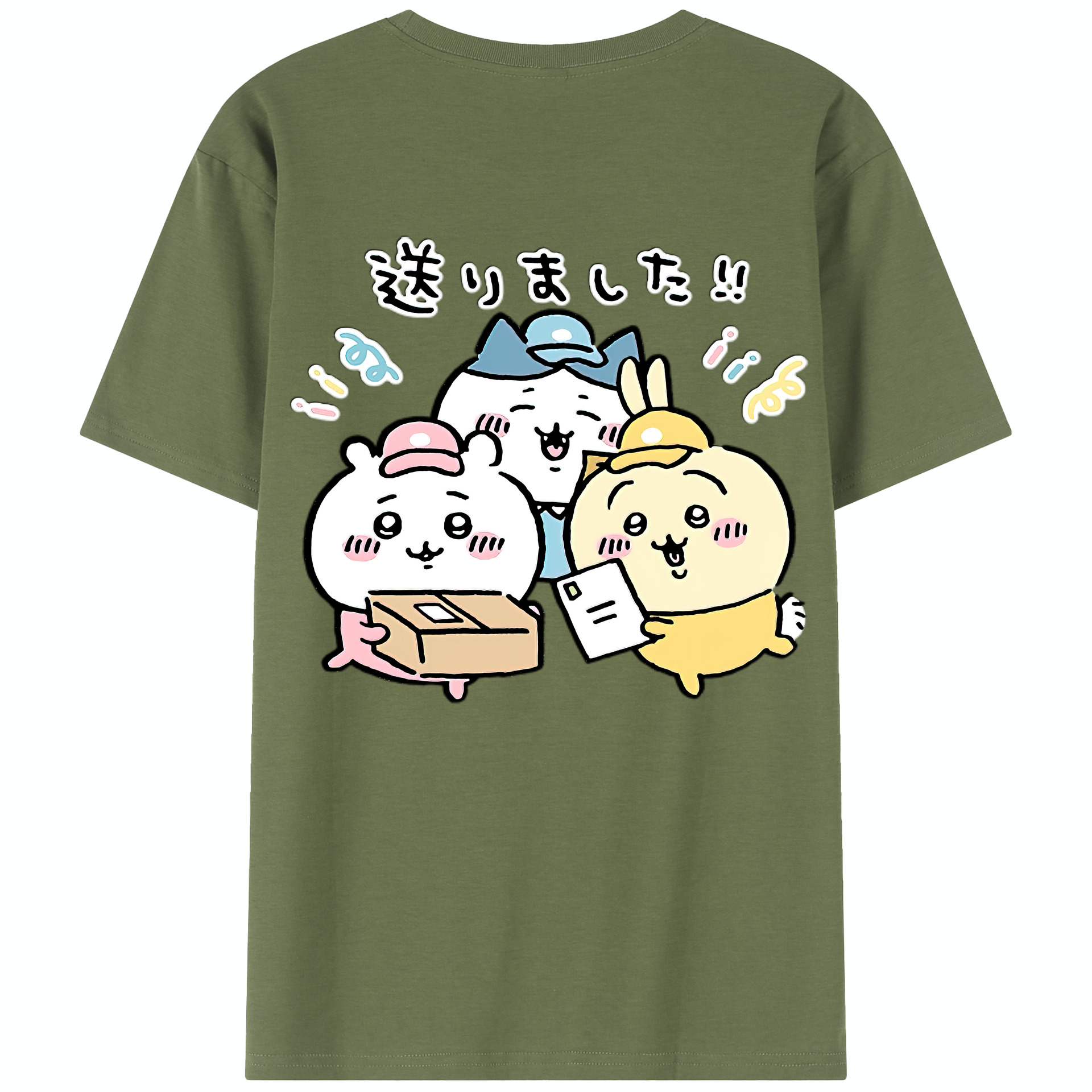 （画像用） ちいかわ ハチワレ Chii-kawa hachiware 綿100％半袖Tシャツ（背面プリント）